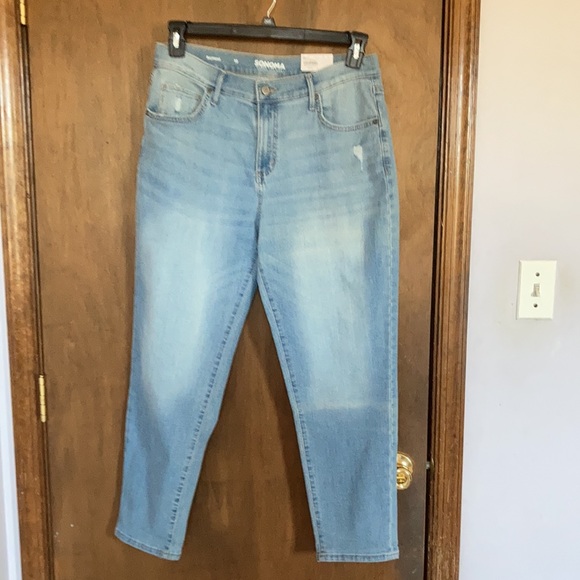 Sonoma Boyfriend jean high rise straight leg distressed size 10 - Picture 4 of 16